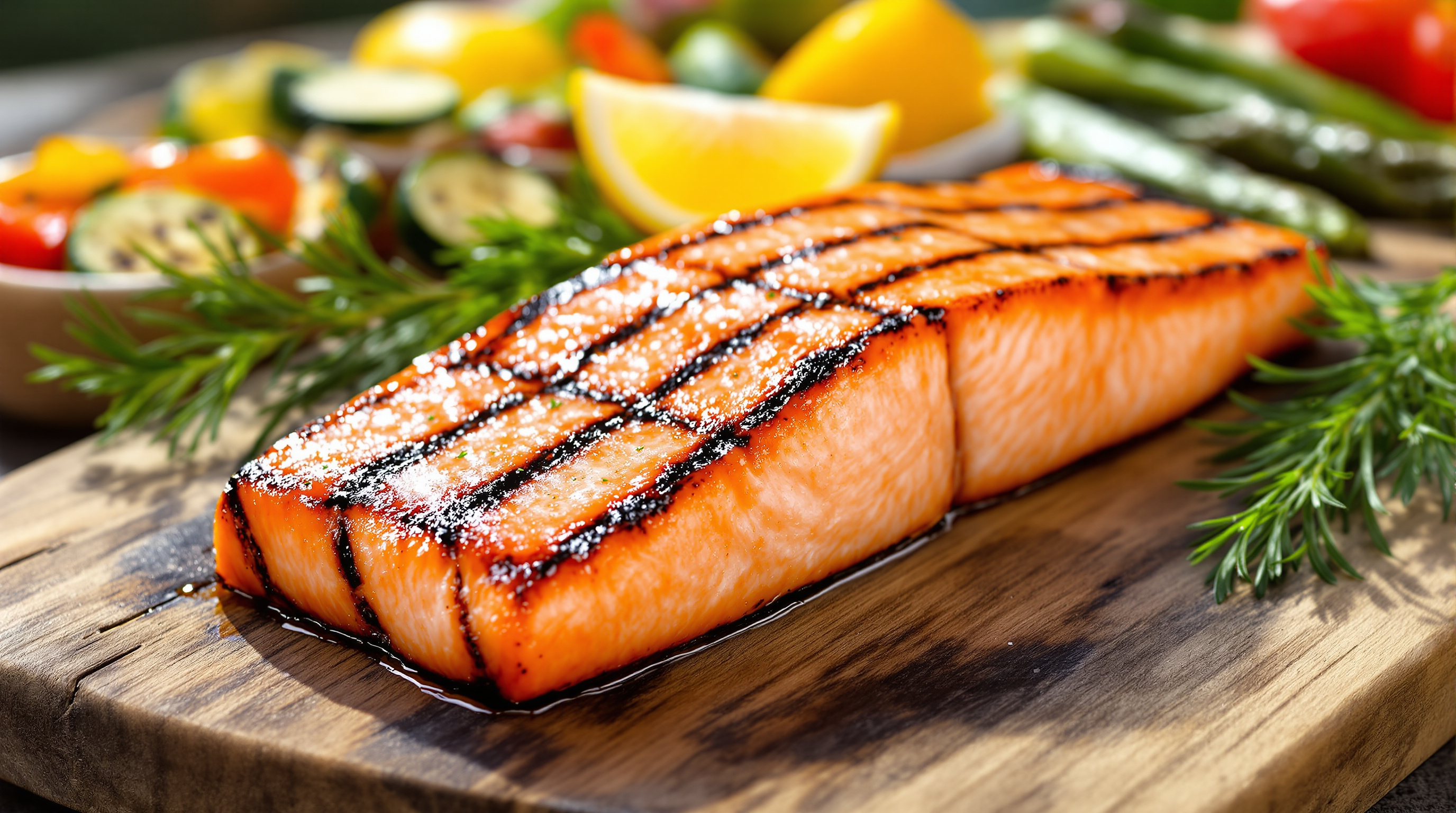 Grilled salmon fillet